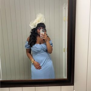 Elegant Blue Off-Shoulder Dress